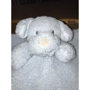 Blankets And Beyond Blue Sherpa Puppy Lovey 15" Square Plush Baby Security Toy